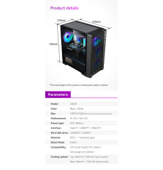 Gaming Kućište CS078 White + 3 X LED FAN INCLUDED