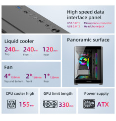 MAX0245 Gaming Kućište CS083 + 3 X ARGB FAN INCLUDED