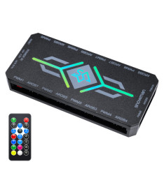 MAX0278 ARGB FAN HUB H9 + REMOTE CONTROLLER 9 X ARGB – 9 X POWER